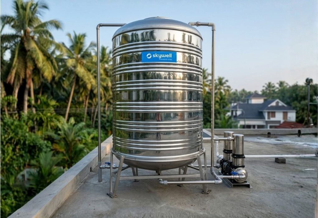 Skywell Stainless Steel Water Tank installed in roof top