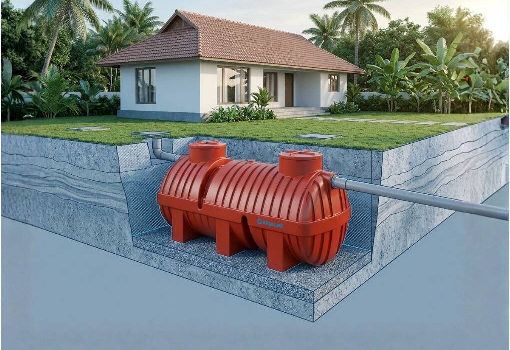 Skywell septic tank installation