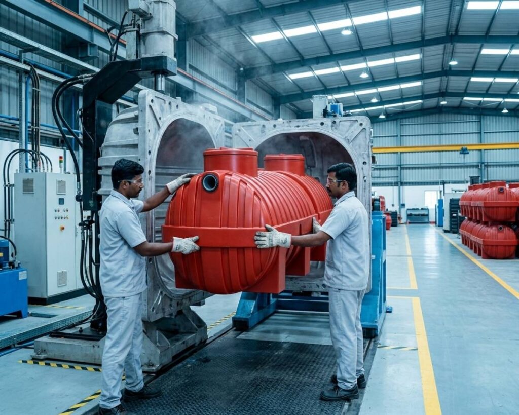 Manufacturing process of septic tank inside skywell company